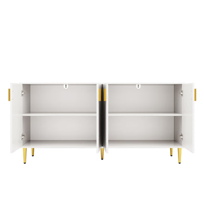 SHUGUANG Buffet Salon (152 x 40 x 75 cm), Meuble de Rangement Moderne et Simple avec Un Design Ondulé Unique, Poignées et Pieds Dorés, pour Une Salle à Manger élégante et Une Chambre à Coucher