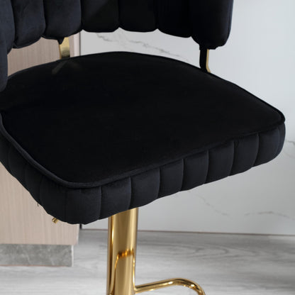 Tabouret Bar Lot de 2 Pivotants Velours Chaise de Bar à Hauteur Comptoir avec Dossier, Repose-pieds, Chaise Haute Bar Comptoir Réglables, Chaises D'îlot pour Salle à Manger, Noir/Gris/Ivoire/Émeraude