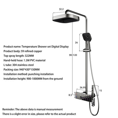 OihPaw Colonne De Douche Thermostatique avec Lumière Ambiante Systeme de Douche Hauteur Réglable pour Salle de Bain, Mitigeur Douche avec Douchette et Pommeau de Douche