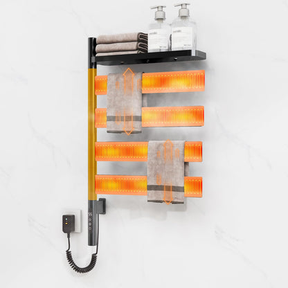 OihPaw Sèche-serviette électrique,Rotation à 180° Seche Serviette avec Support de Rangement, Porte-Serviettes électrique, Chauffe Serviette Salle de Bain, avec Minuterie/Température Réglable