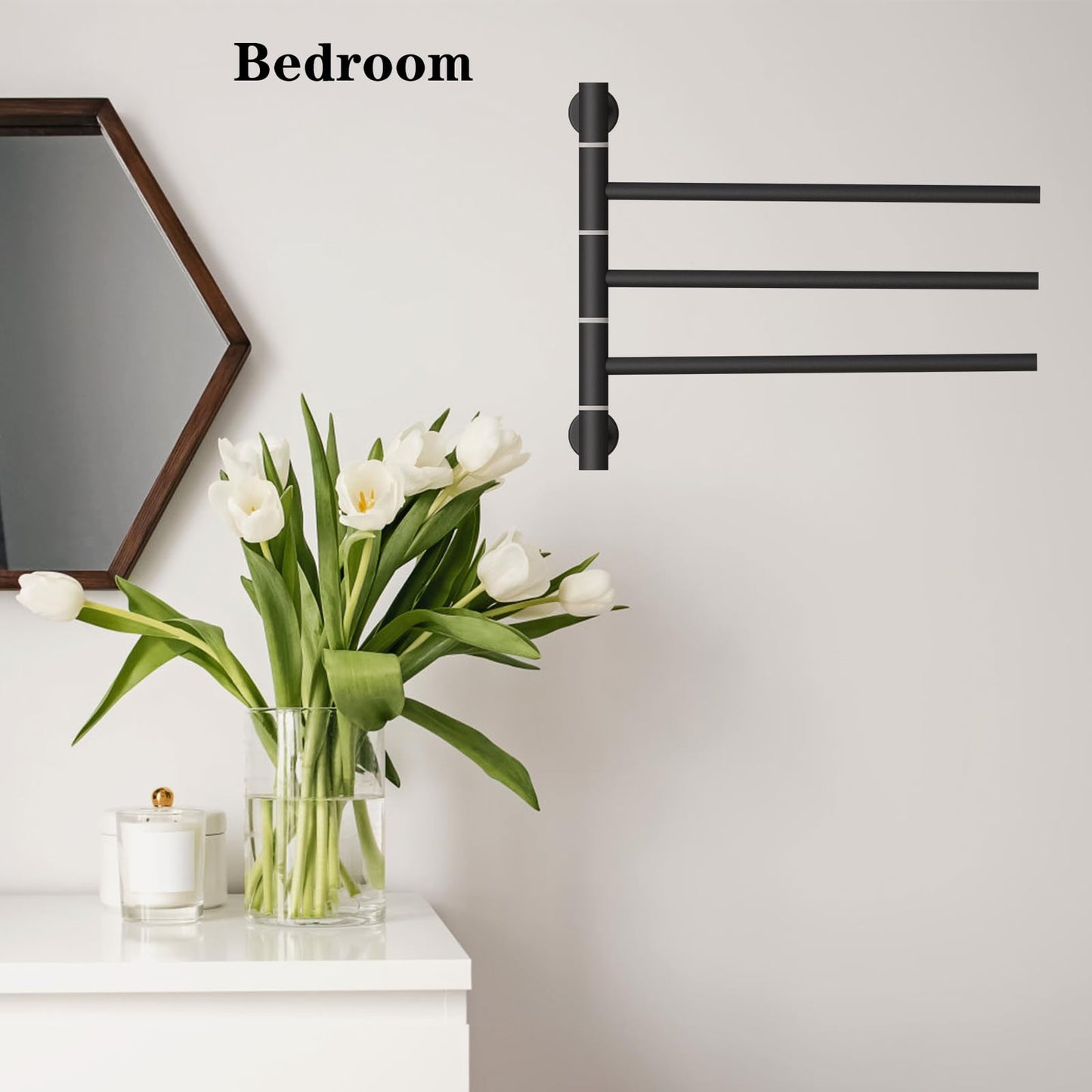 OihPaw Sèche-serviette électrique 30W Rotatif Chauffe-Serviettes 560x410mm Porte-Serviettes Chauffant Électrique Mural Température Constante Radiateur de Salle de Bain