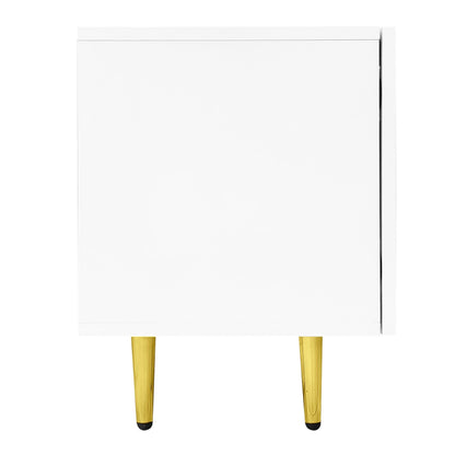 Meuble TV Moderne et Simple, 170 cm Banc TV Brillant avec Quatre Portes, Accents Dorés, Console Multimédia TV pour Les TV jusqu'à 70", Grand Espace de Rangement, Meuble Salon, Facile à Assembler