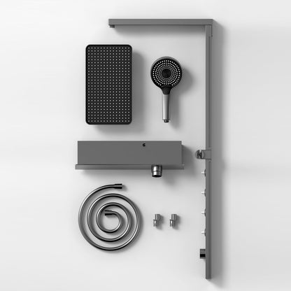 Système de Douche, Colonne de Douche avec Mitigeur Ensemble de Douche 4 voies Mural Kit de Douche avec Pomme de Douche y Douchette, Spray Dorsal, Bec de Baignoire (Gris Pistolet)