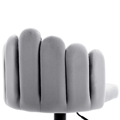 Tabouret Bar Velours Gris, Chaise de Bar lot de 2, Tabourets Réglables Hauteur (56-76 cm), Chaises Pétales avec Repose-pieds, Chaises de Loisirs Modernes, pour Restaurants, Cuisine, Comptoir, Taverne